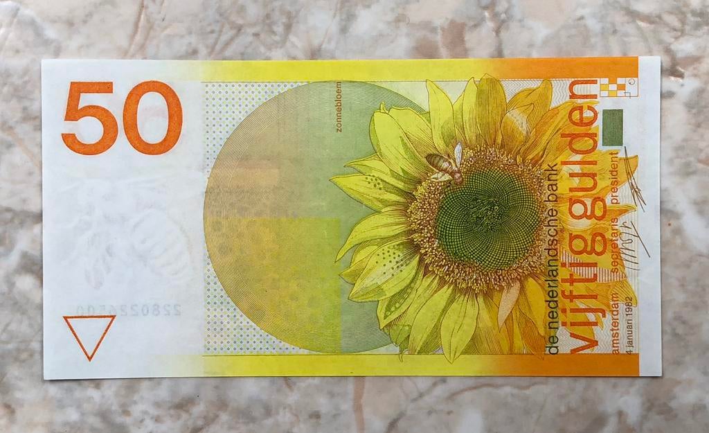 50 gulden 1982, Zonnebloem., Postzegels en Munten, Bankbiljetten | Nederland, Verzenden, 50 gulden, Los biljet