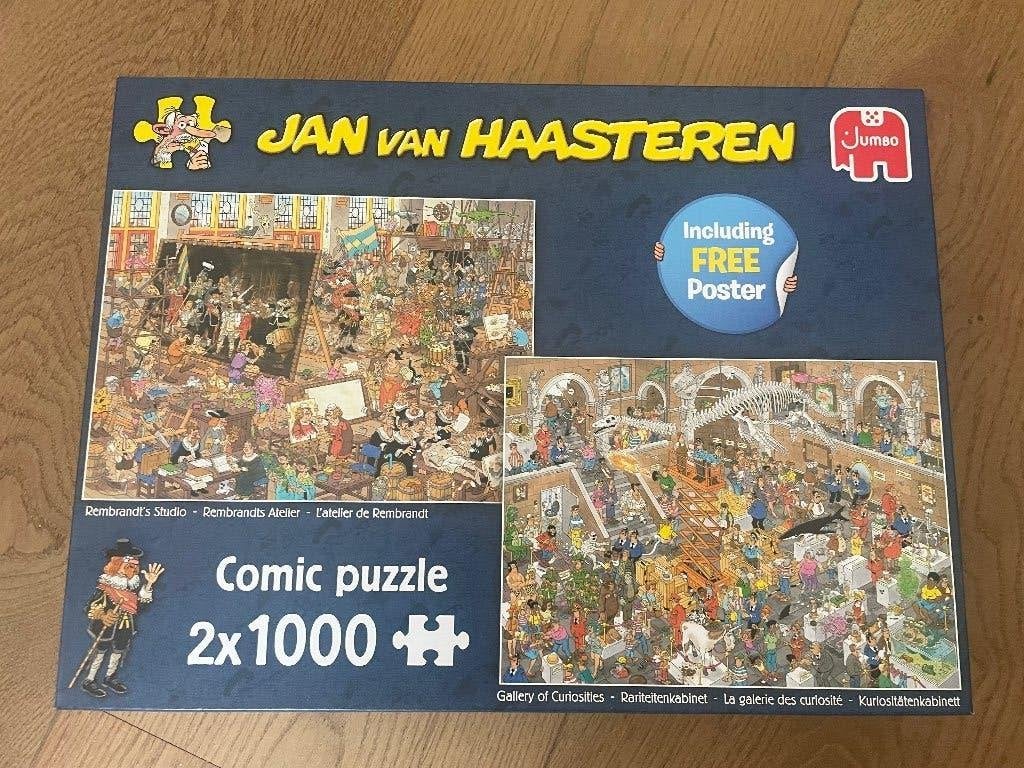 Jan van Haasteren,2x1000,RembrandtsStudio/Rariteitenkabinet, Ophalen, 500 t/m 1500 stukjes, Zo goed als nieuw, Legpuzzel