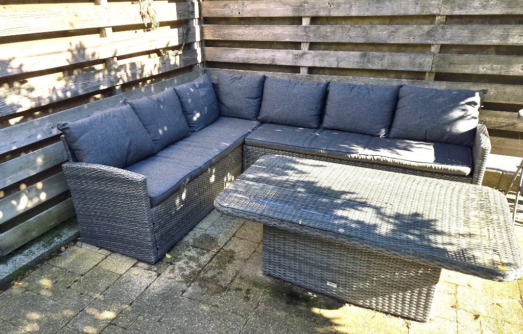 Tuinset - hoekbank + tafel, Tuin en Terras, Ophalen, 5 zitplaatsen, Gebruikt, Loungeset