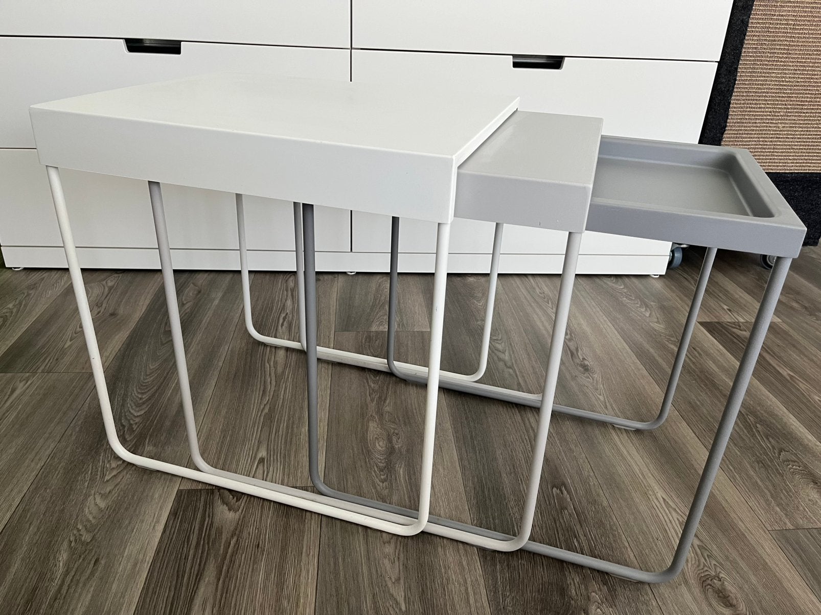 Ikea granboda bijzettafel 3 delig, Ophalen, Zo goed als nieuw, Rechthoekig, Metaal of Aluminium