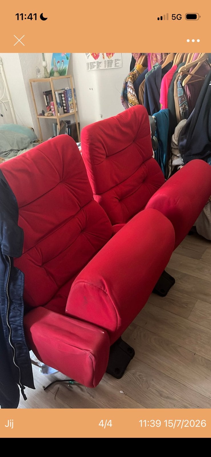 2 bioscoopstoelen, Ophalen, Gebruikt, Twee, Stof