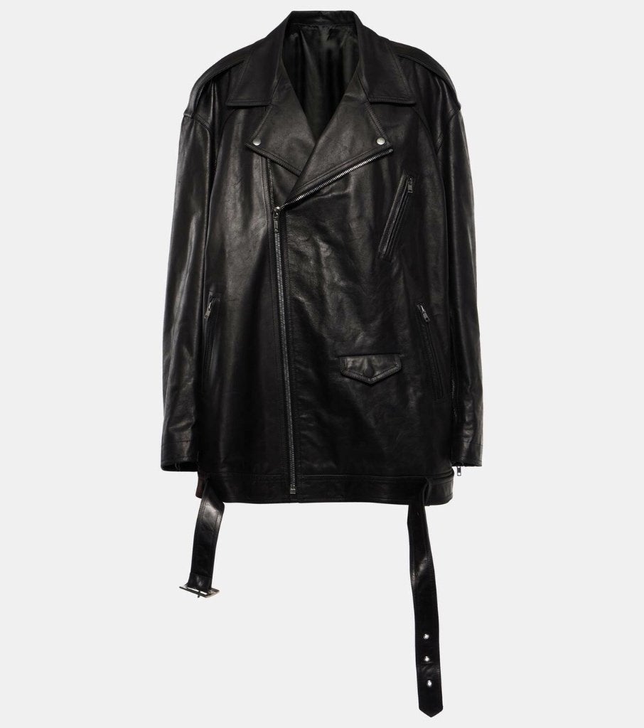 RICK OWENS Zwart echt leer oversized biker jas UNISEX, Rick Owens, Ophalen of Verzenden, Zo goed als nieuw, Zwart