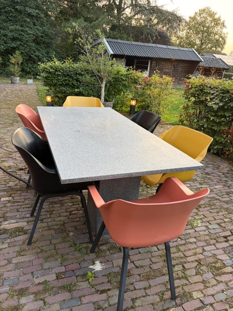 Granieten dining tuinset met 6 Hartman Sophie Studio stoelen, Tuin en Terras, Ophalen, Overige materialen, 6 zitplaatsen, Zo goed als nieuw