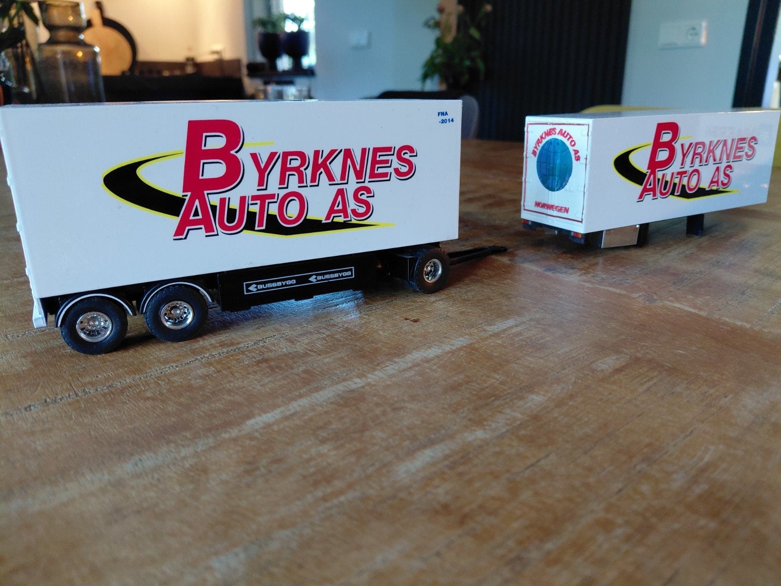 Tekno Originele Byrknes 3-asser aanhanger en motorwagen, Hobby en Vrije tijd, Modelauto's | 1:50, Ophalen of Verzenden, Gebruikt