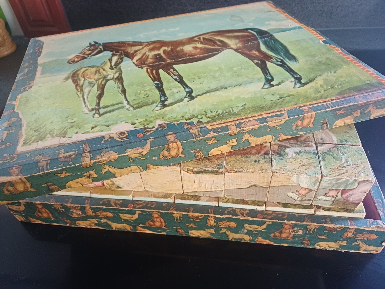 antieke Victoriaanse houtenblokken puzzels, Ophalen of Verzenden