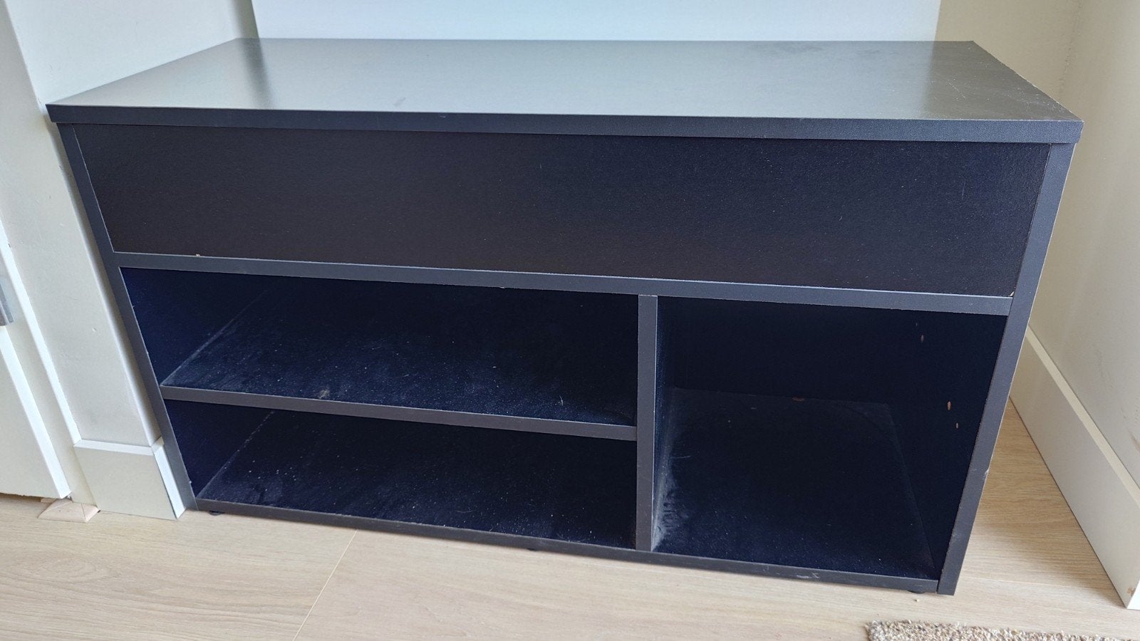 👠 Schoenenkast met opbergruimte en open vak - Zwart 👠, Ophalen, Gebruikt, Industrieel, hotel chic
