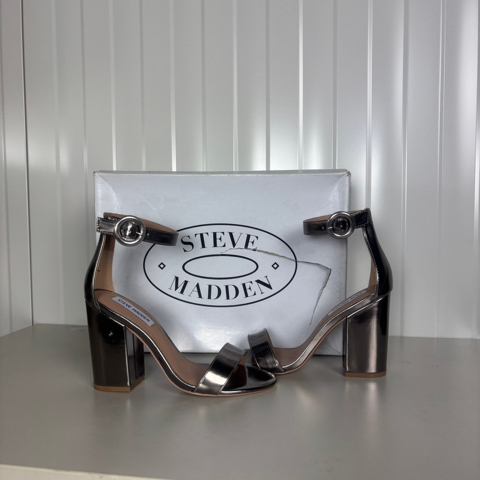 Steve Madden Friday Sandalen Dames Maat 38 Pewter – Nieuw, Verzenden, ., Nieuw, Sandalen of Muiltjes