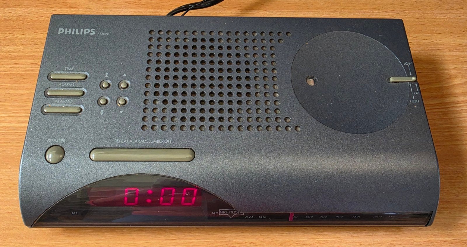 Vintage Philips AJ3600 wekkerrradio, Ophalen of Verzenden, Gebruikt
