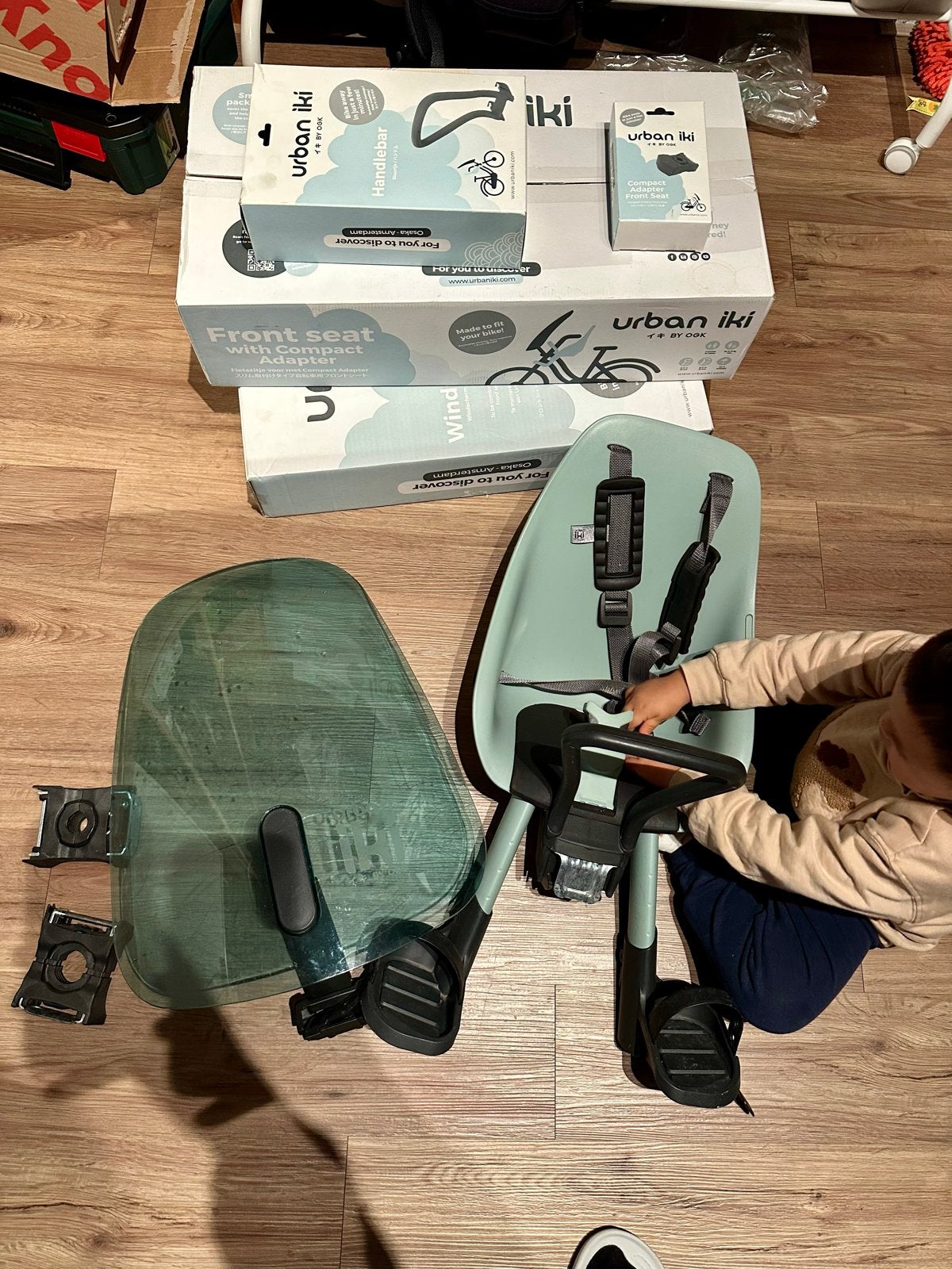 Urban Iki Voorzitje Complete Set + 2 Adapters, Voetsteuntjes, Voorzitje, Ophalen of Verzenden, Zo goed als nieuw