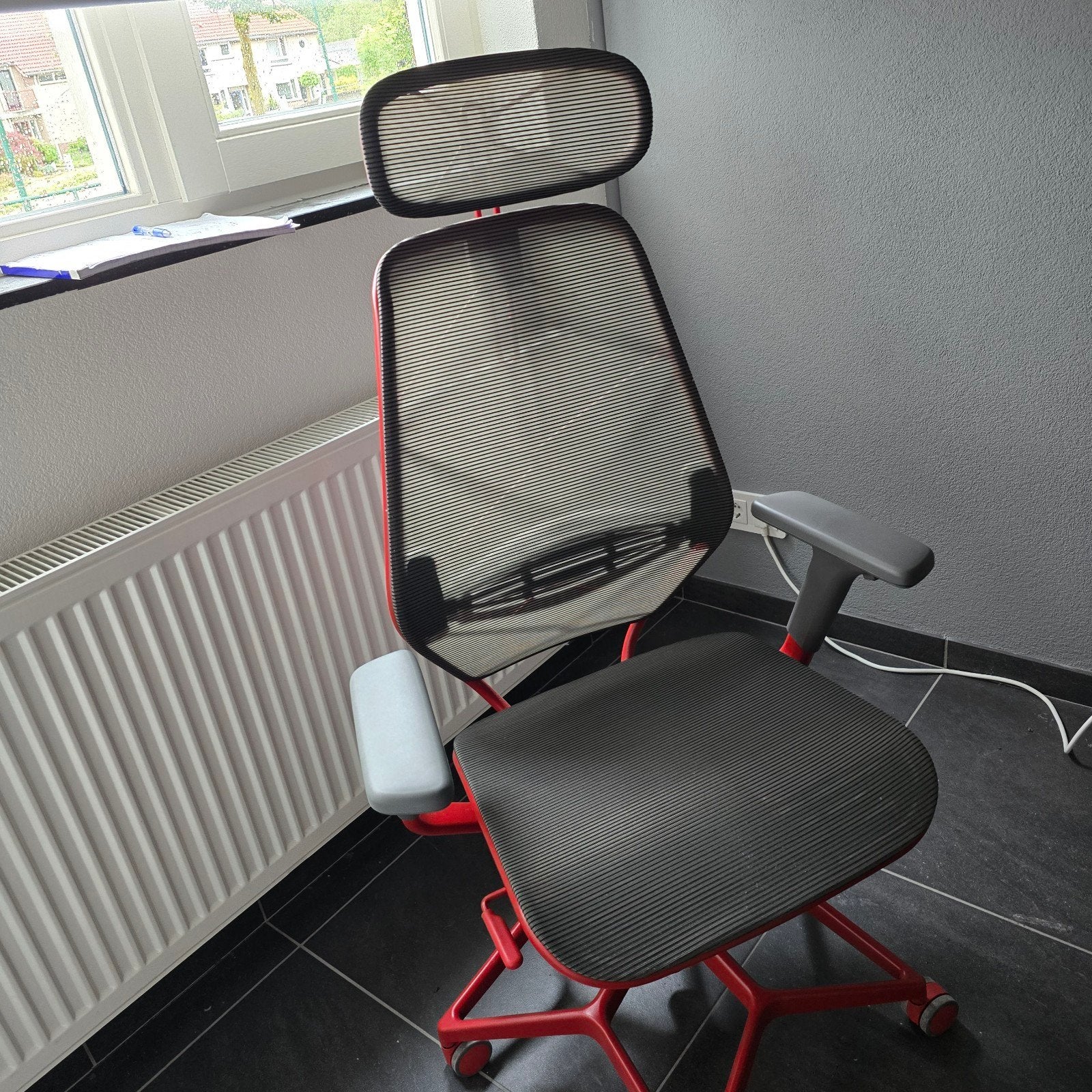 IKEA STYRSPEL Gaming Chair Grey/Red, Huis en Inrichting, Ophalen, Zo goed als nieuw, Grijs, Bureaustoel