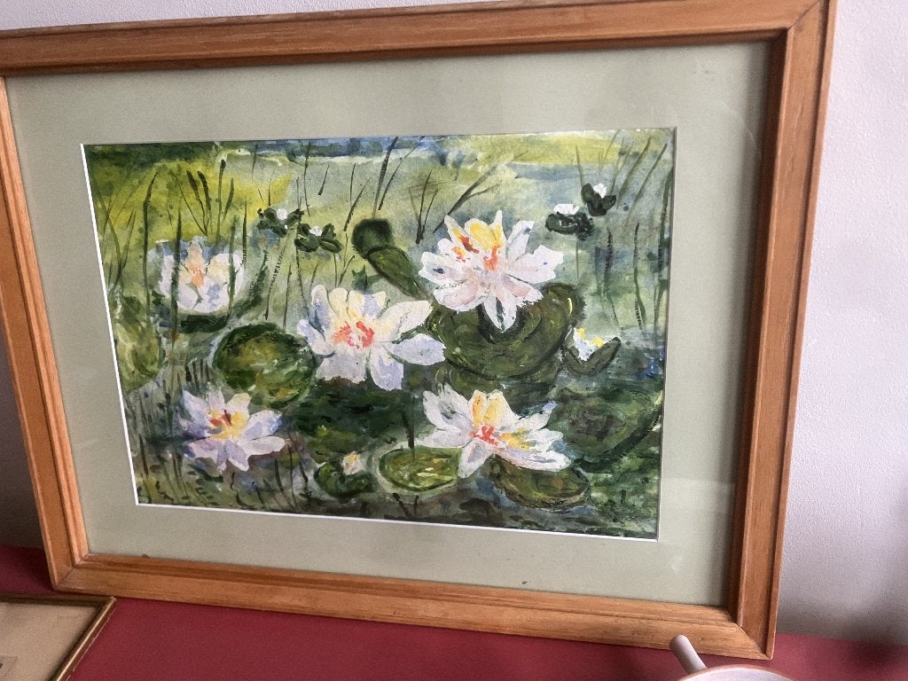 Dit schilderij van waterlelies in een groene setting., Antiek en Kunst, Kunst | Schilderijen | Klassiek, Ophalen of Verzenden