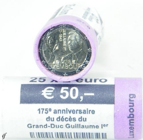 2 Euro Luxemburg 2018 Guillaume 1 - 5 Muntrollen -125 munten, Verzenden, Luxemburg, 2 euro, Setje