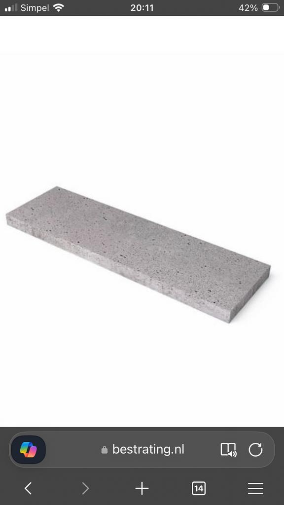 Schelevis oud holandse staptegel grijs 100x30x5, Ophalen, Overige typen, Nieuw, Minder dan 5 m²