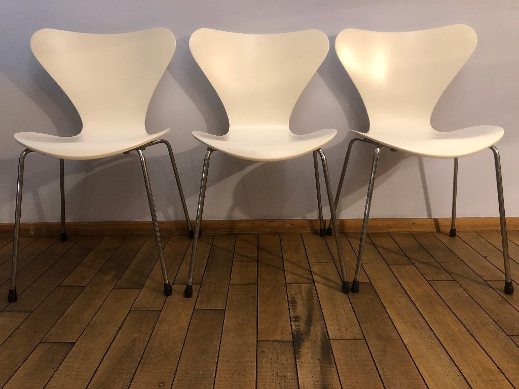 6 Vlinderstoelen wit Fritz Hansen, Huis en Inrichting, Stoelen, Ophalen, Wit, Zo goed als nieuw, Danish Design