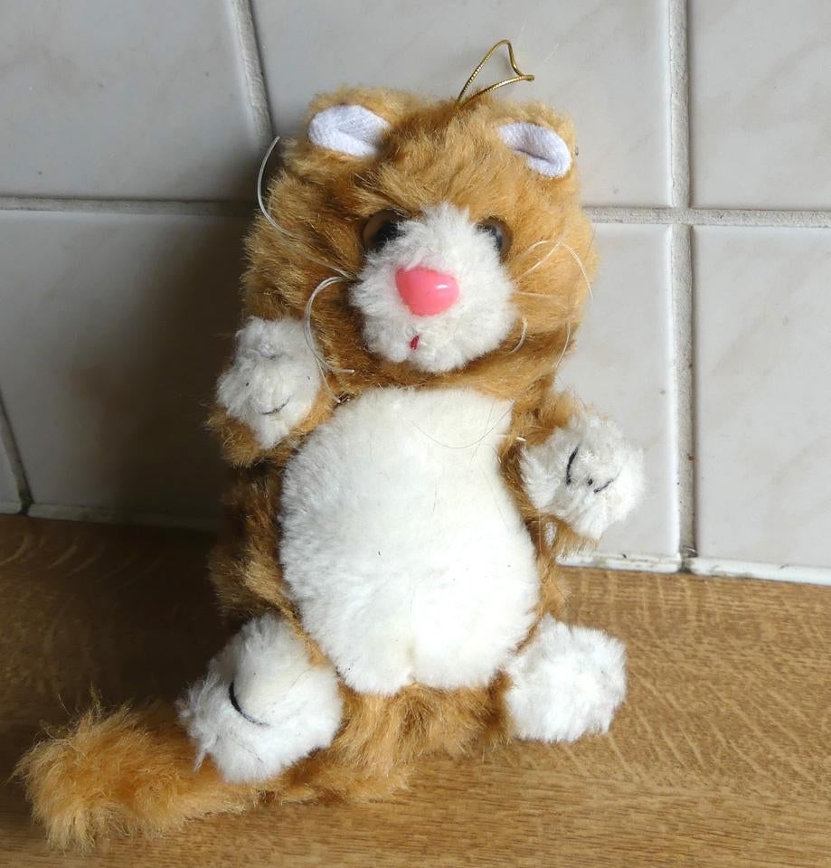 Poezenknuffel kat poes pluche knuffeltje rood cypers, Gebruikt, Ophalen of Verzenden, Kat, Rood