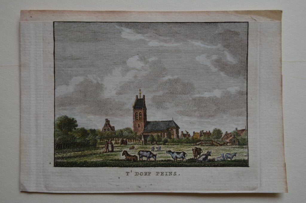 PEINS FRIESLAND Kopergravure 1786 J.Bulthuis K.F Bendorp GT3, Stadsgezicht, Ophalen of Verzenden, Gravure, 7 cm