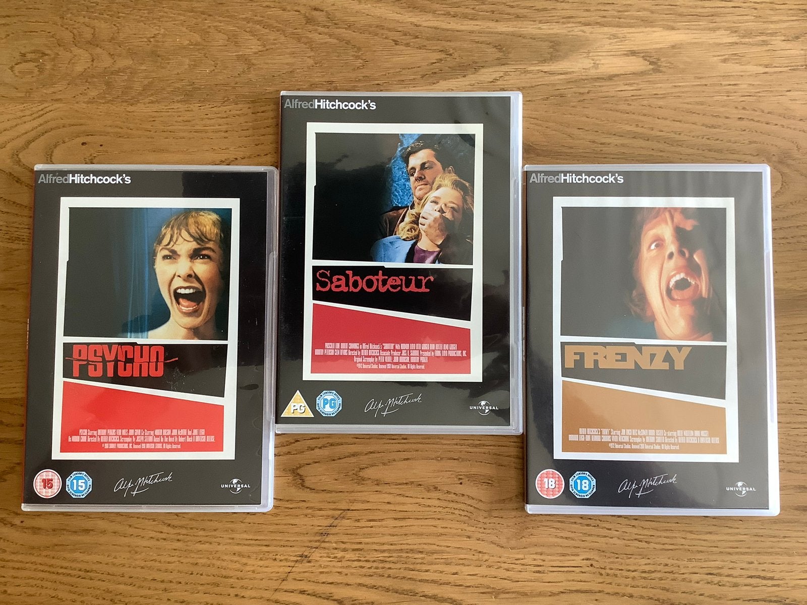 Alfred Hitchcock, Psycho, Saboteur, Frenzy, NL ondertiteld., Vanaf 16 jaar, Boxset, Actiethriller, Ophalen of Verzenden