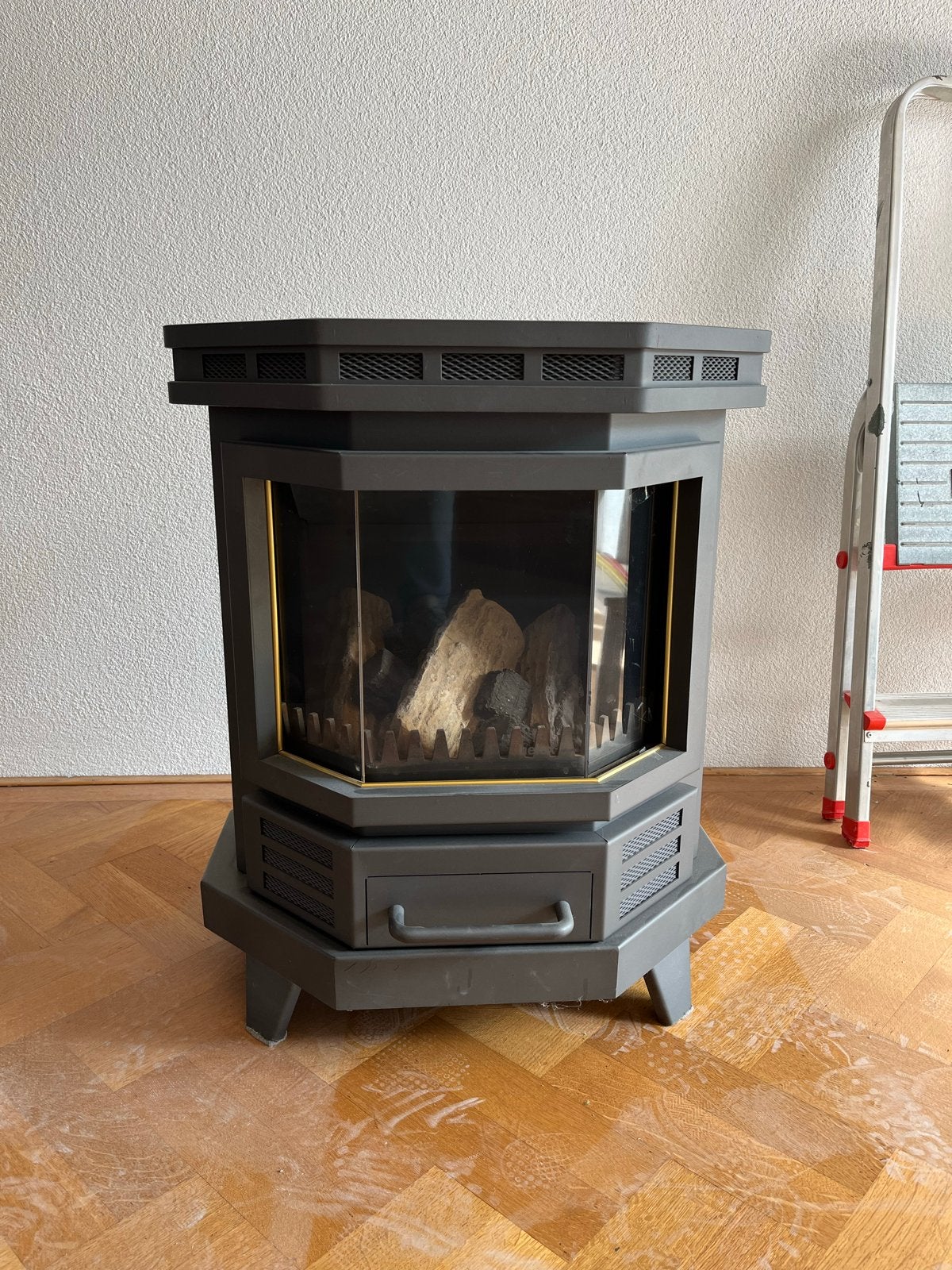 Gaskachel met houtblokken, Ophalen, Gebruikt, Gas, Vrijstaand