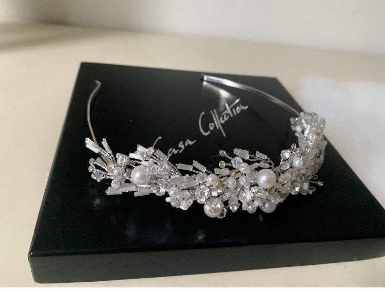 Diadeem/bruidssieraad/haarsieraad pareltjes CA SA COLLECTION, Ophalen of Verzenden, Zo goed als nieuw, Accessoires