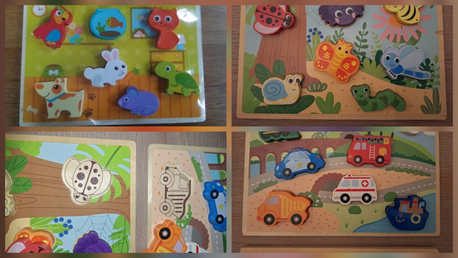 3 Houten Puzzels voor Kinderen: Dieren, Voertuigen, 2 tot 4 jaar, Gebruikt, Ophalen of Verzenden, Van hout