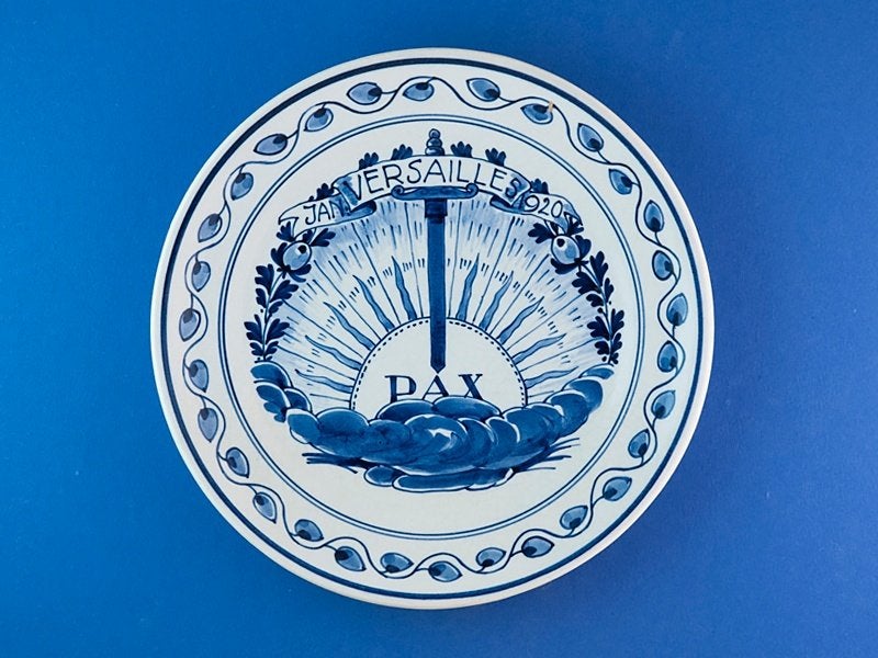 Porceleyne Fles 1920 De Vrede Getekend 18cm (3 Blauw WO-1, Ophalen of Verzenden