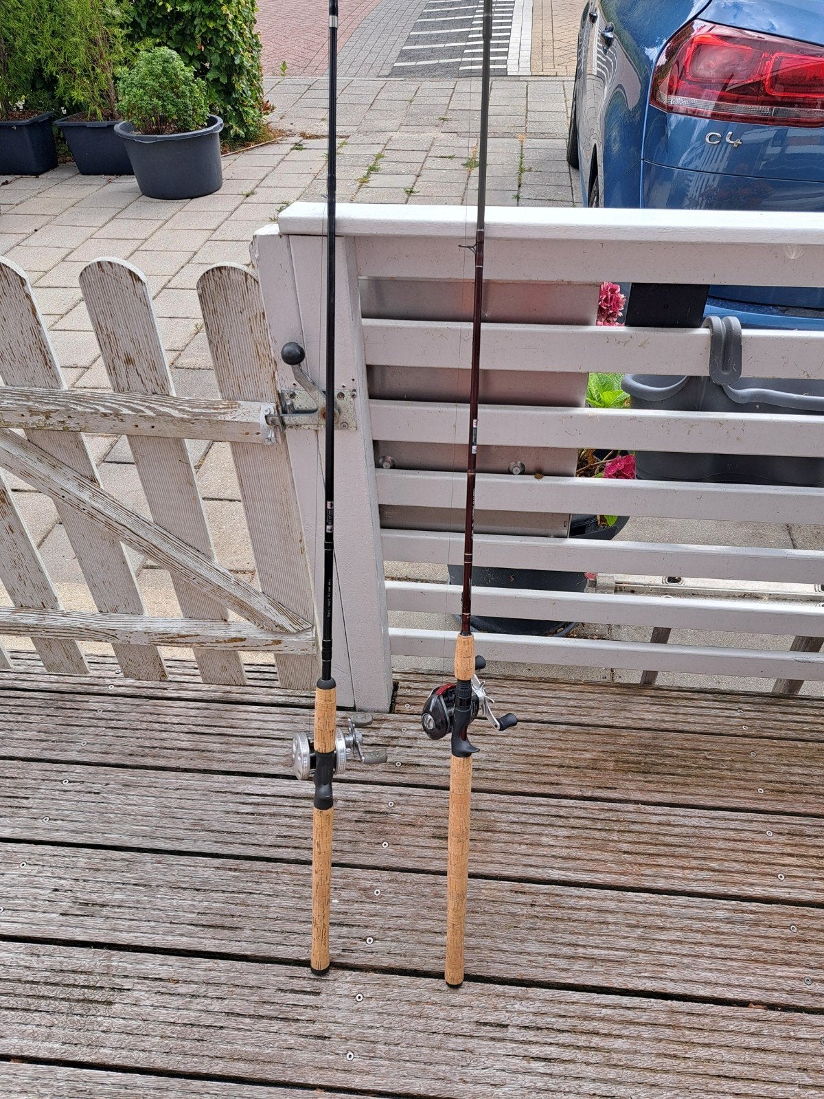 2x hengels Rozemijer met reel schepnet 2 dozen kunst as, Watersport en Boten, Hengelsport | Roofvissen, Ophalen, Zo goed als nieuw