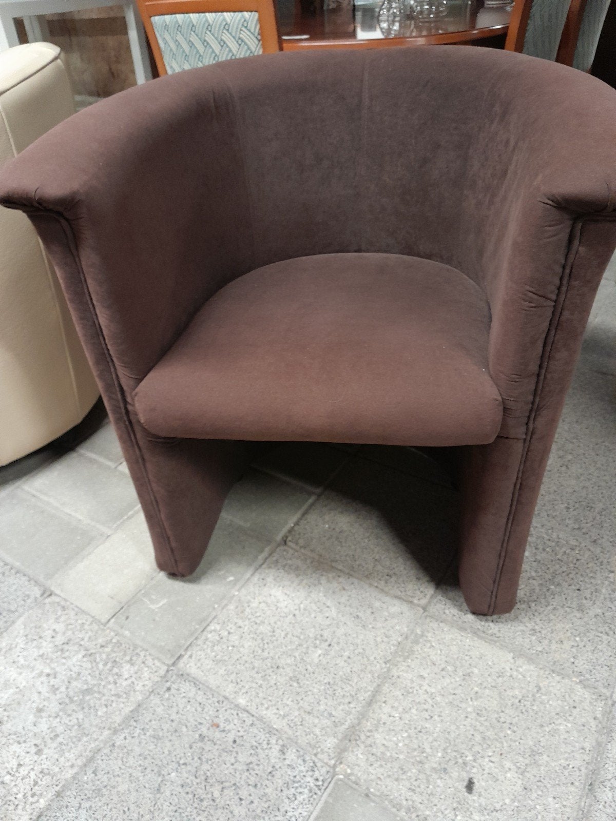 Bruine velours fauteuil - Comfortabele stoel, Ophalen, Gebruikt, Stof, Modern