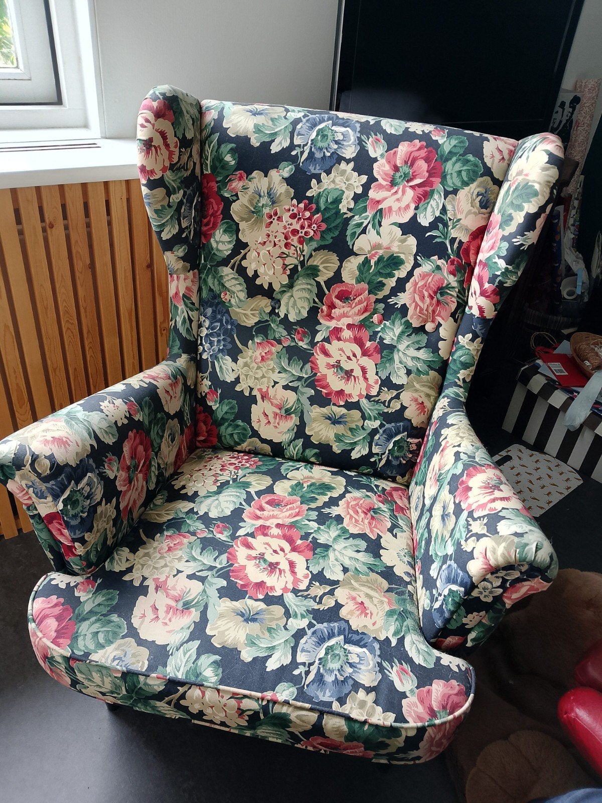 Ikea Strandmon met bloemen motief, Ophalen, Gebruikt, Eenpersoons, 75 tot 100 cm