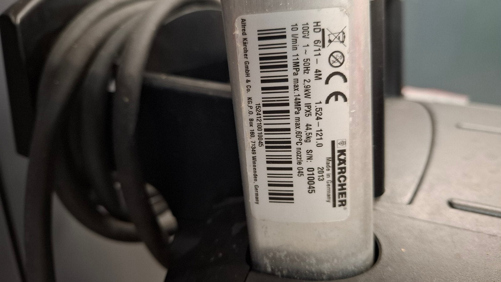 Kärcher Professional HD 6/11-4M Hogedrukreiniger, Doe-het-zelf en Verbouw, Reinigingsmachines, Ophalen, Gebruikt, Overige typen