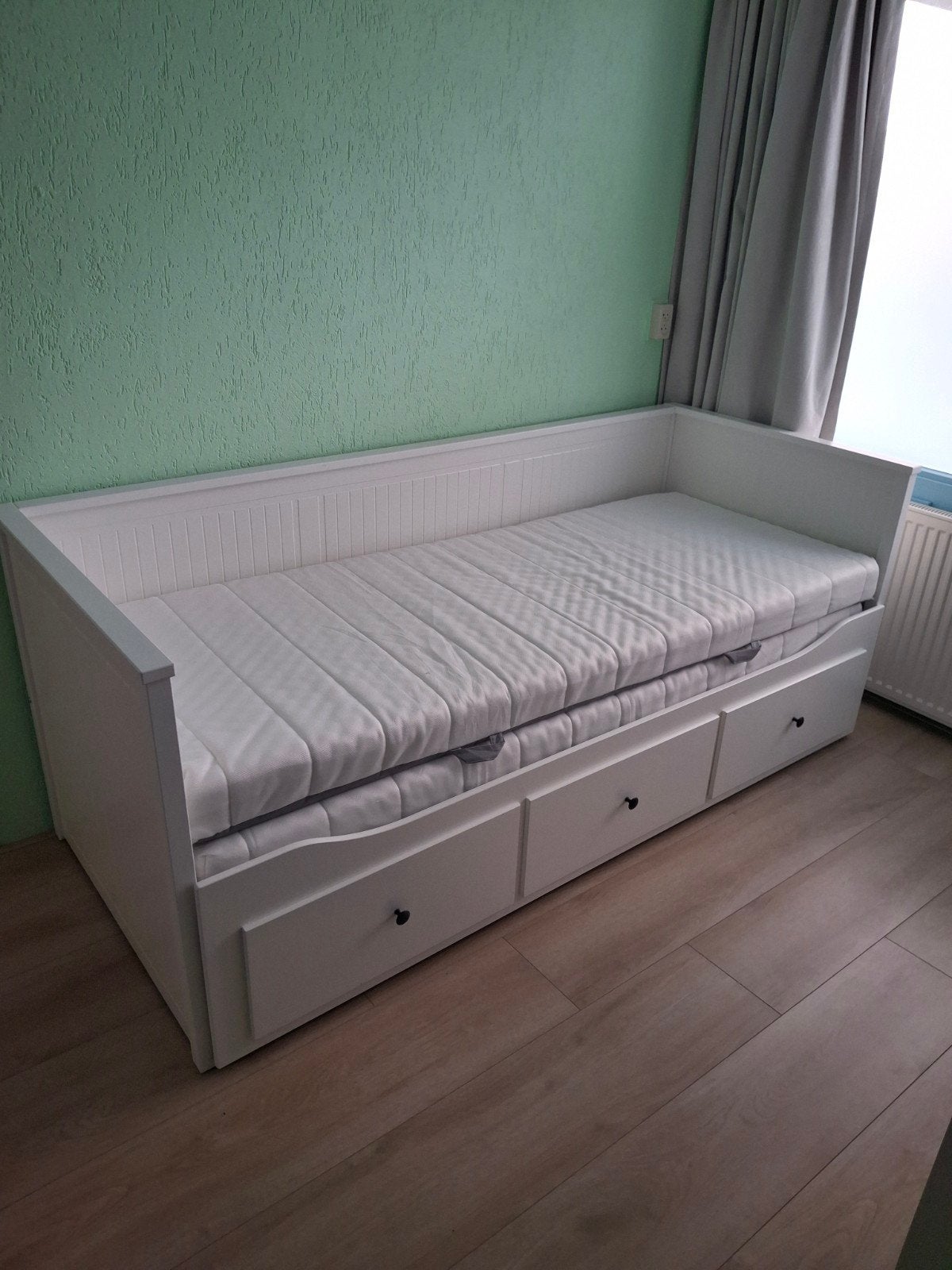 IKEA Hemnes bedbank met 2 matrassen en 3 lades, Ophalen, Modern, Scandinavisch, Wit, Tweepersoons