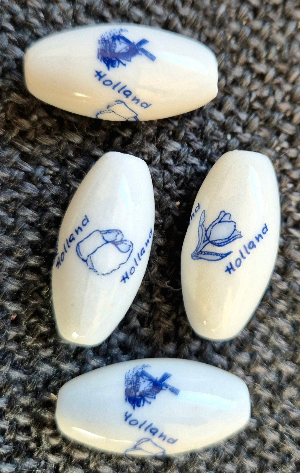 4 Hollandse Delfts Blauw Bedels - 28x14mm, Overige merken, Overige materialen, Nieuw, Ophalen of Verzenden