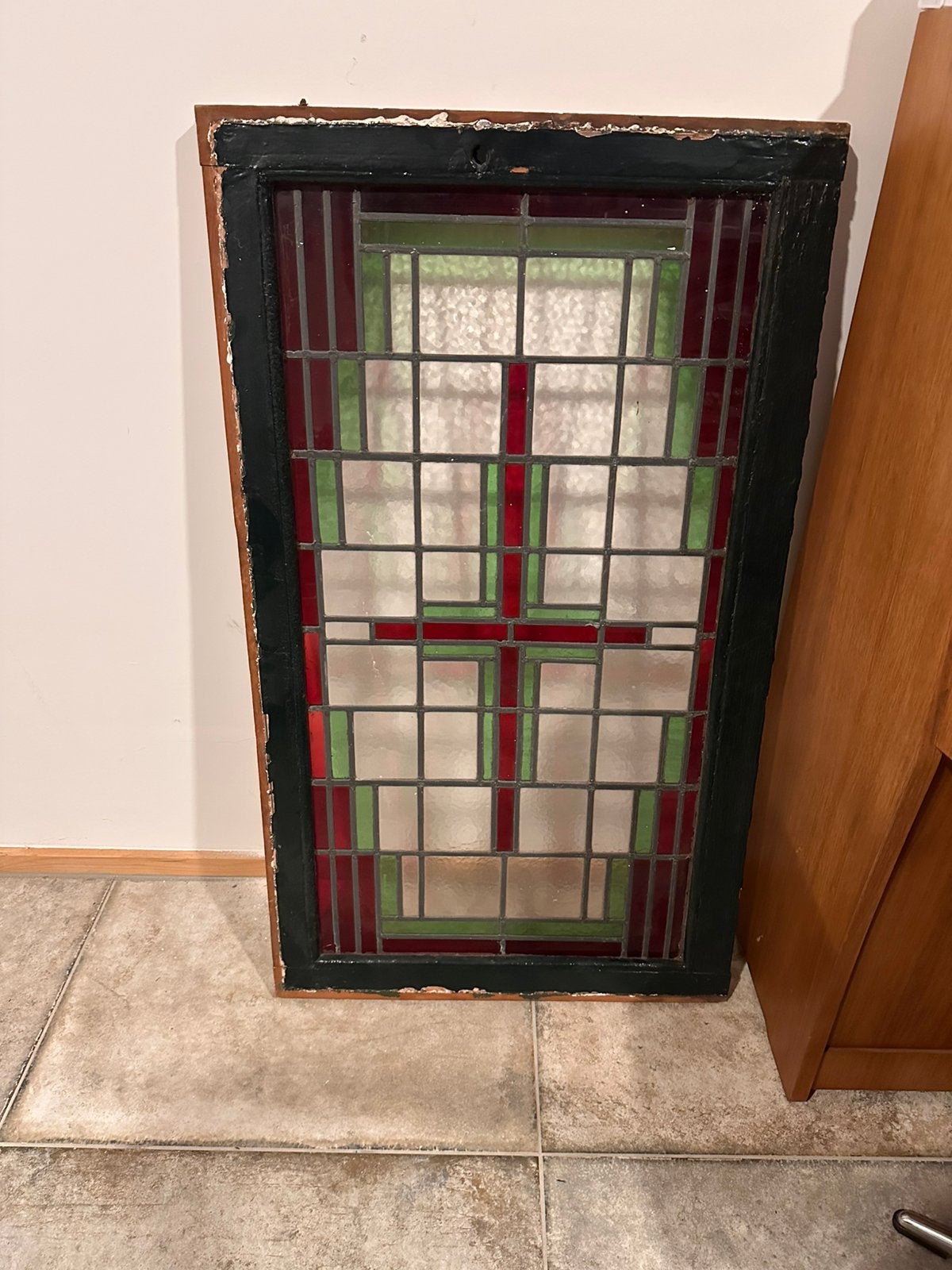 Glas in lood raam, Doe-het-zelf en Verbouw, Glas en Ramen, Ophalen, Gevelraam of Ruit, Gebruikt, Minder dan 80 cm