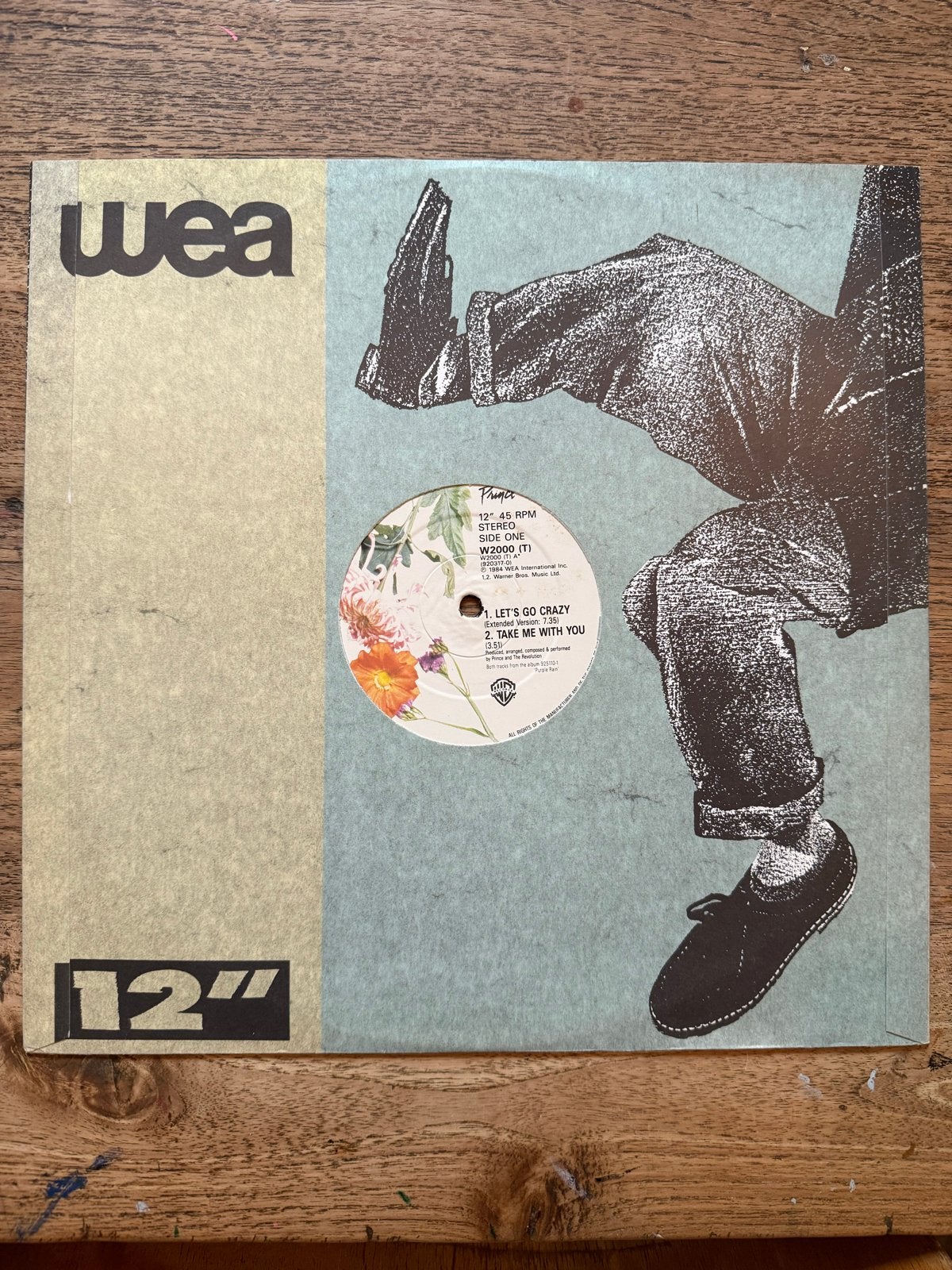 Prince - Let's Go Crazy 12" single (WEA W2000T), Gebruikt, Originele persing, Ophalen of Verzenden, Pop