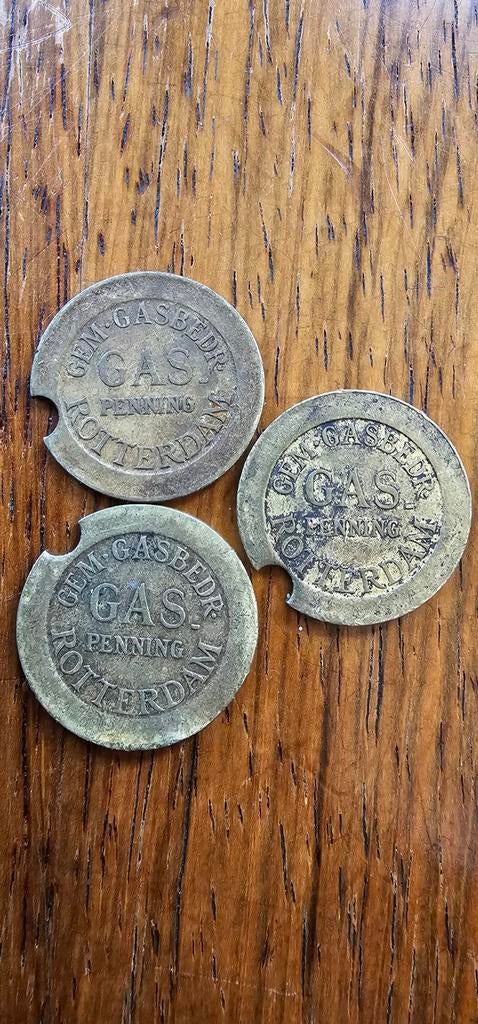 3 Gaspenningen uit grootmoederstijd - Rotterdam, Postzegels en Munten, Munten | Nederland, Verzenden, Vóór koninkrijk, Overige waardes