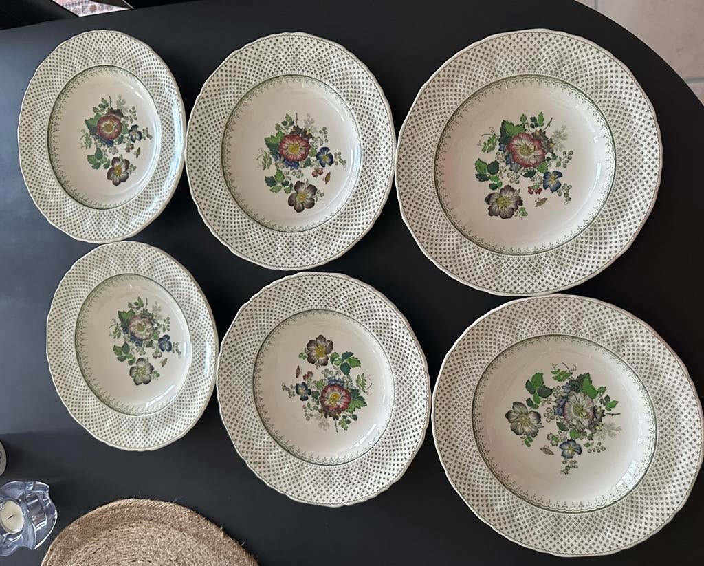 Vintage  6x Dinerborden Paynsley - Mason's - ca. 1950 nieuw!, Antiek en Kunst, Antiek | Servies los, Ophalen of Verzenden