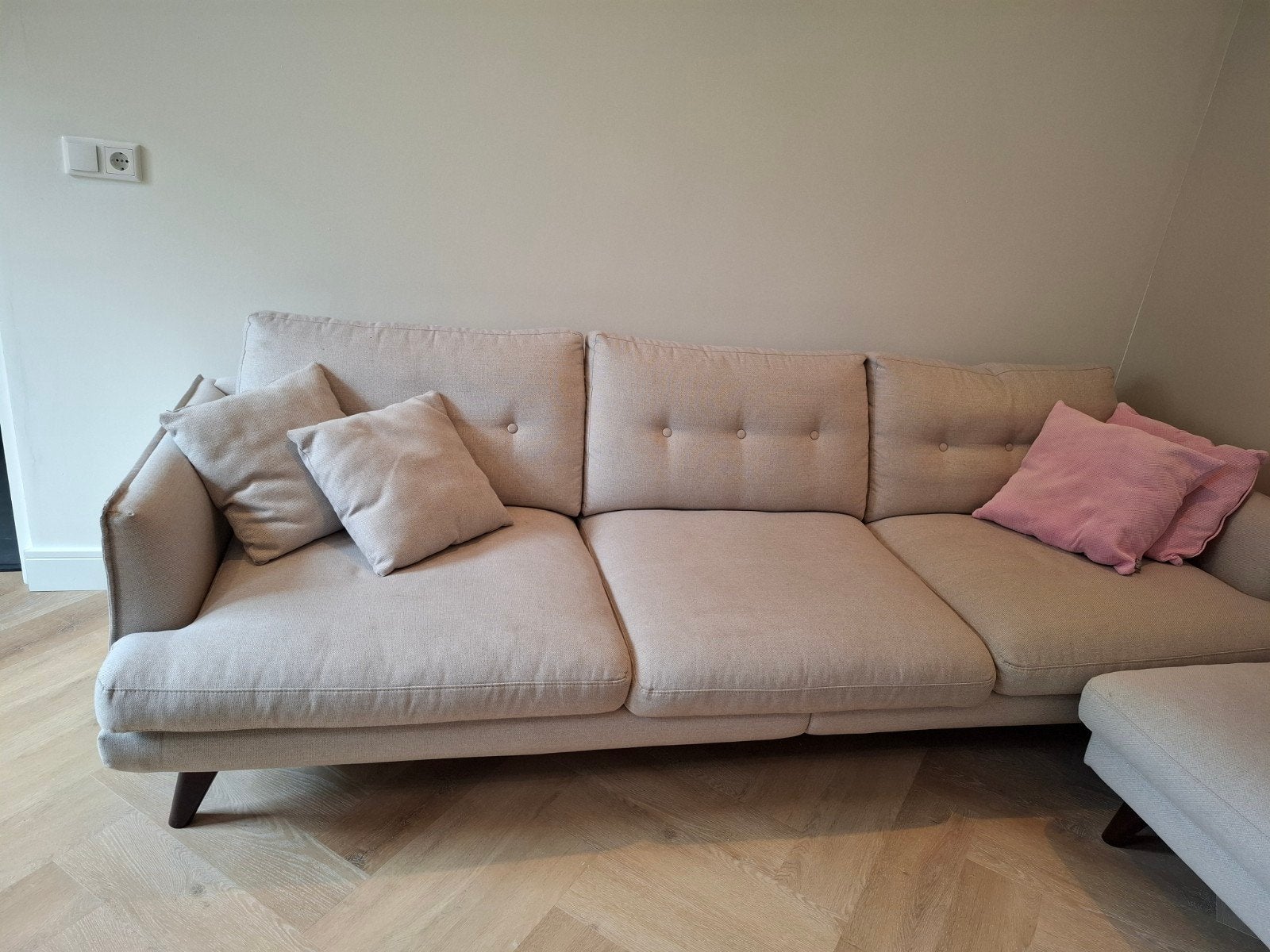 Mooie, grote bank beige, Ophalen, Zo goed als nieuw, Stof
