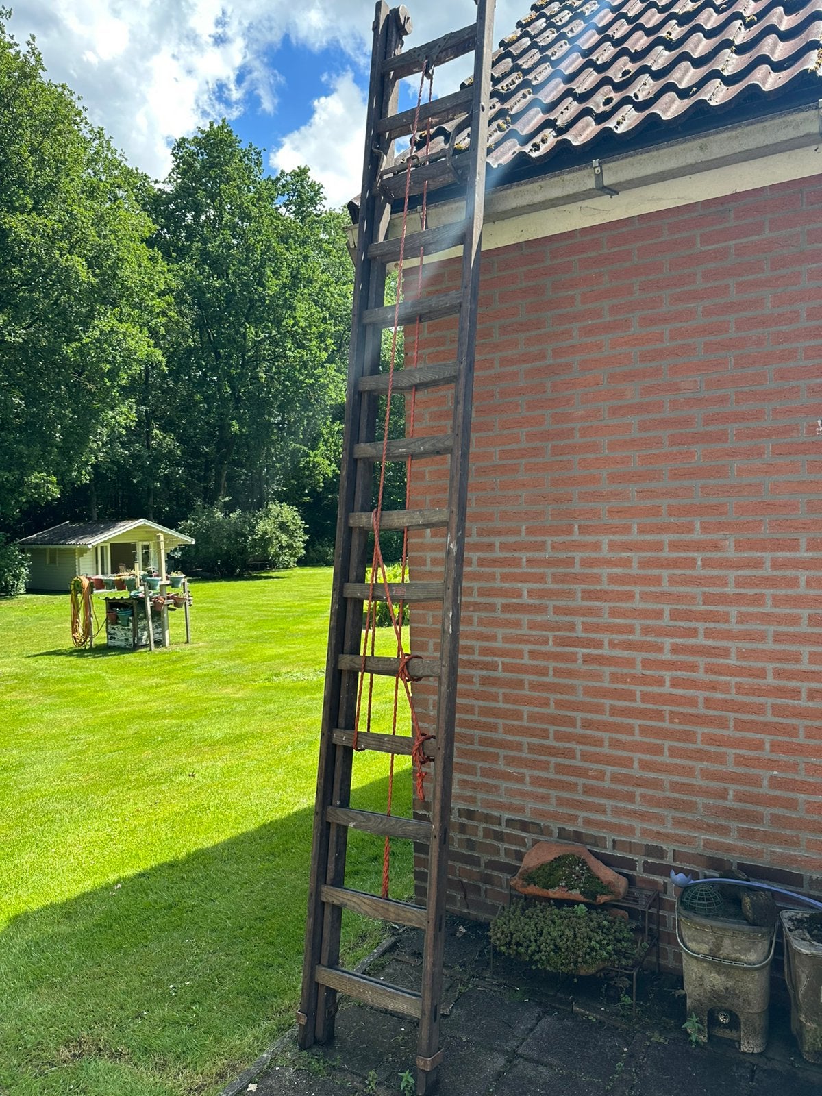 De krijger houten ladder, Ophalen of Verzenden, Zo goed als nieuw, 2 tot 4 meter