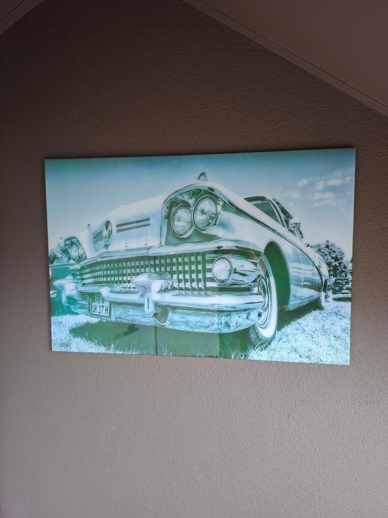 Foto oldtimer op glas 120x80 cm, Ophalen