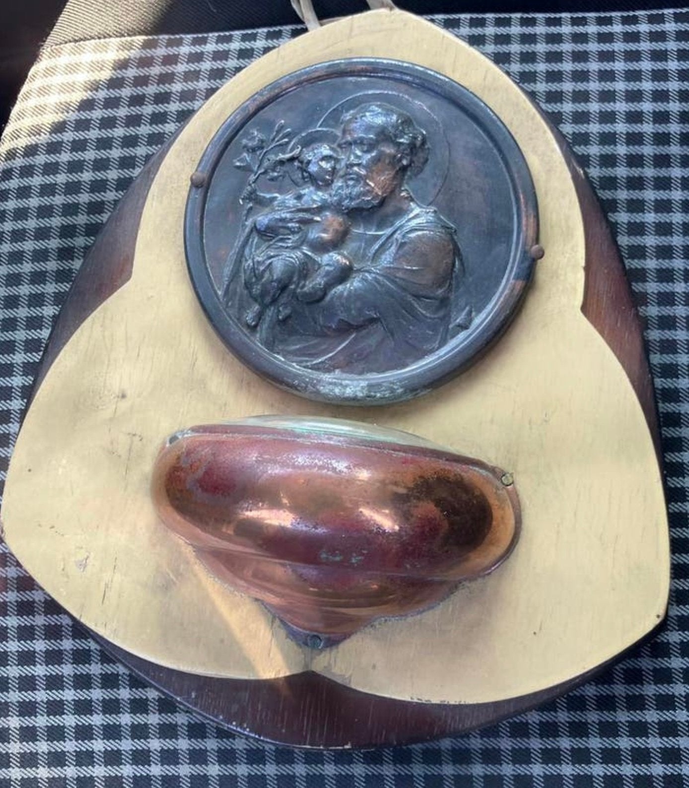 WIJWATERBAKJE HEILIGE ANTONIUS ,ANTIEK GENUMMERD,MOOI!, Antiek en Kunst, Ophalen of Verzenden