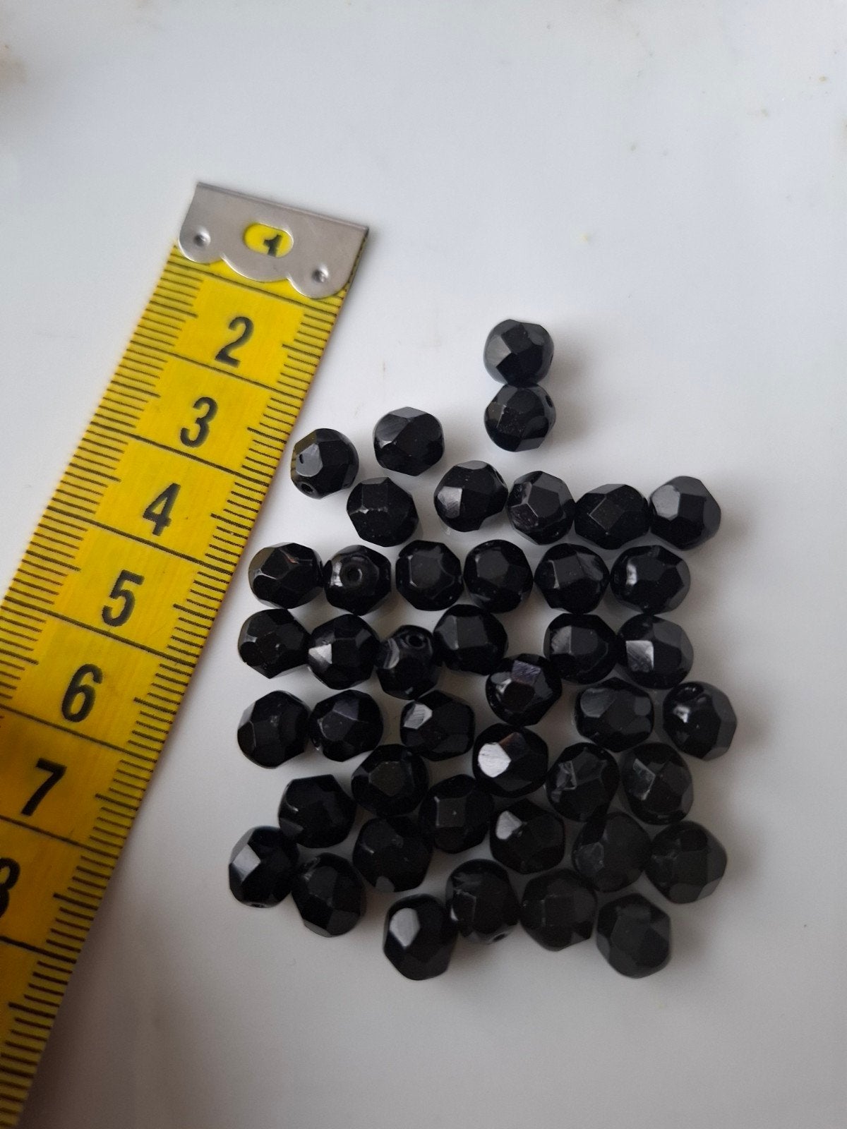 43 stuks 7 mm Tsjechische glaskralen zwart kralen partij, Kraal, -, -, Nieuw