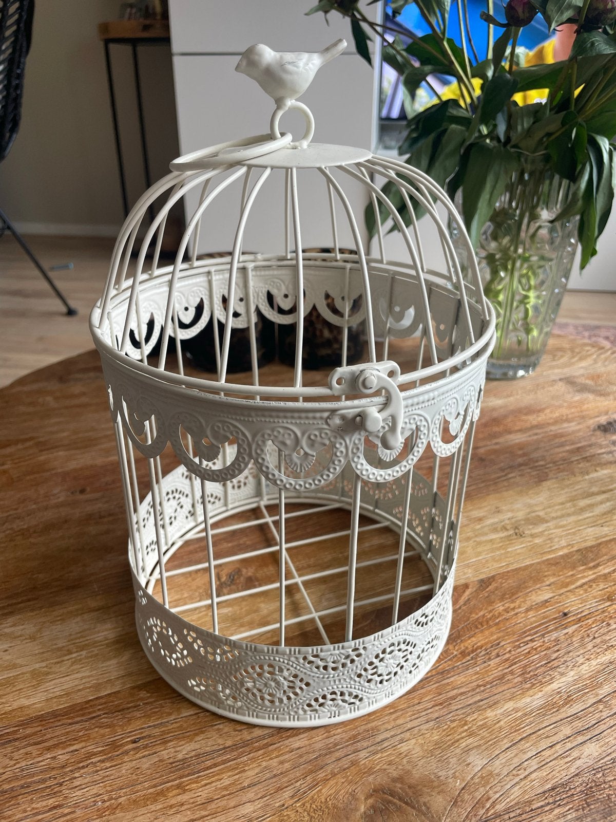 Decoratief Vogelkooitje - Wit Metaal, Huis en Inrichting, Woonaccessoires | Overige, Zo goed als nieuw, Metaal, Wit, Landelijk