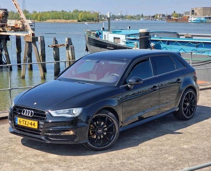 Nette AUDI A3 Sportback S-Line | 1.4 TFSI G-tron SB S-tronic, Bluetooth, 4 cilinders, Leder en Stof, Zwart