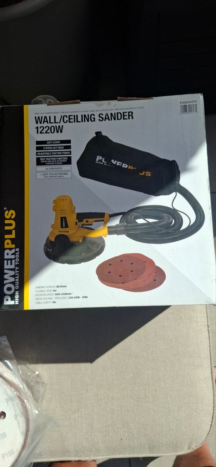 Powerplus Muur- en Plafondschuurmachine 1220W, Ophalen, Gebruikt, 1200 watt of meer, Overige typen