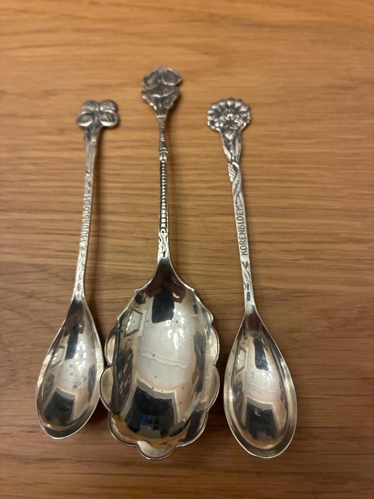 3 zilveren bloemlepeltjes Hooijkaas 835 zilver, Verzenden