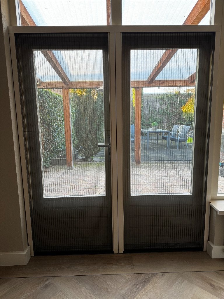 Dubbele plissé Hor wit, Ophalen, Gebruikt, 120 cm of meer, Hordeur