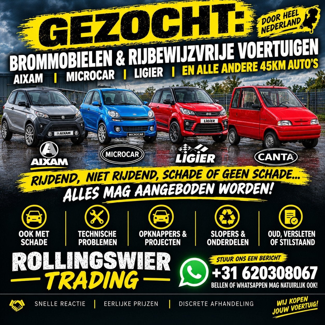 INKOOP VAN UW BROMMOBIEL!, Diversen, Ophalen of Verzenden, Gebruikt, 16 km/u of meer