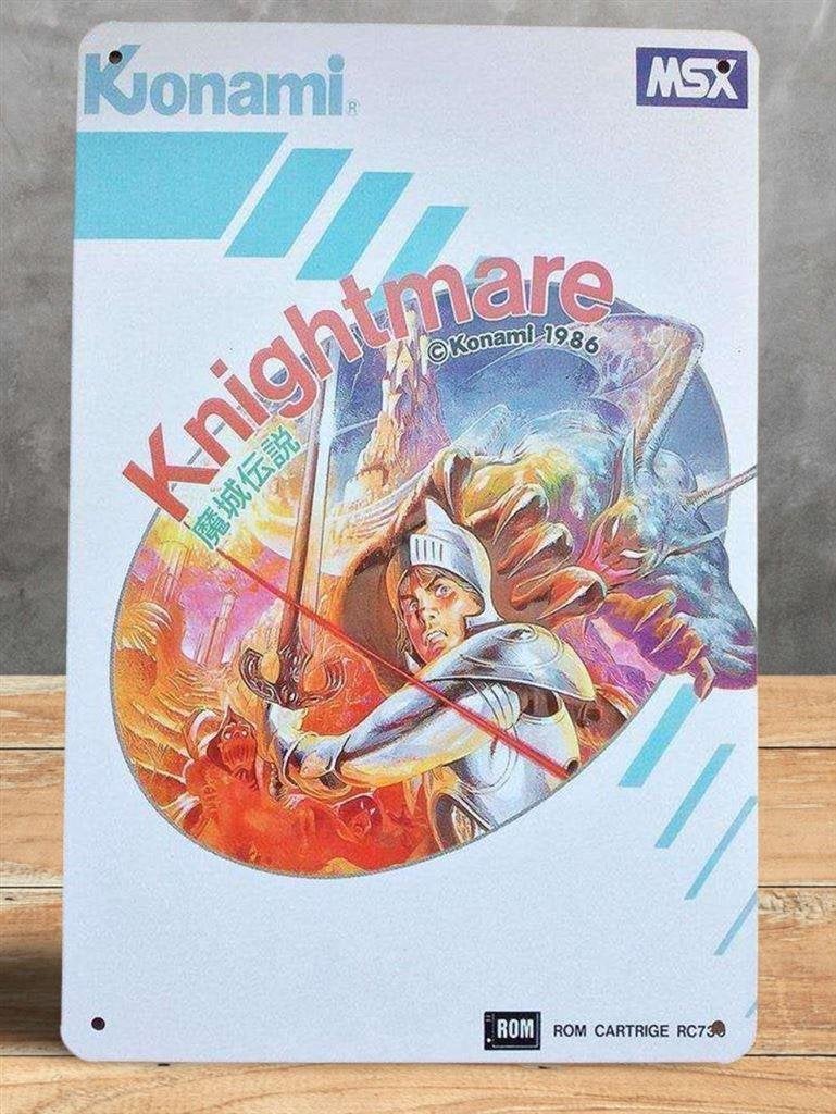 KNIGHTMARE MSX Konami Game Metalen Wandbord, Verzenden, Nieuw