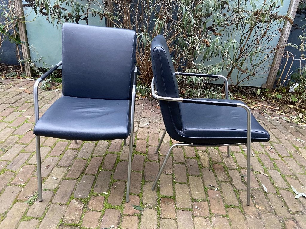 1x Gelderland Zoom Young International eetkamerstoel, Ophalen, Gebruikt, Leer, Blauw