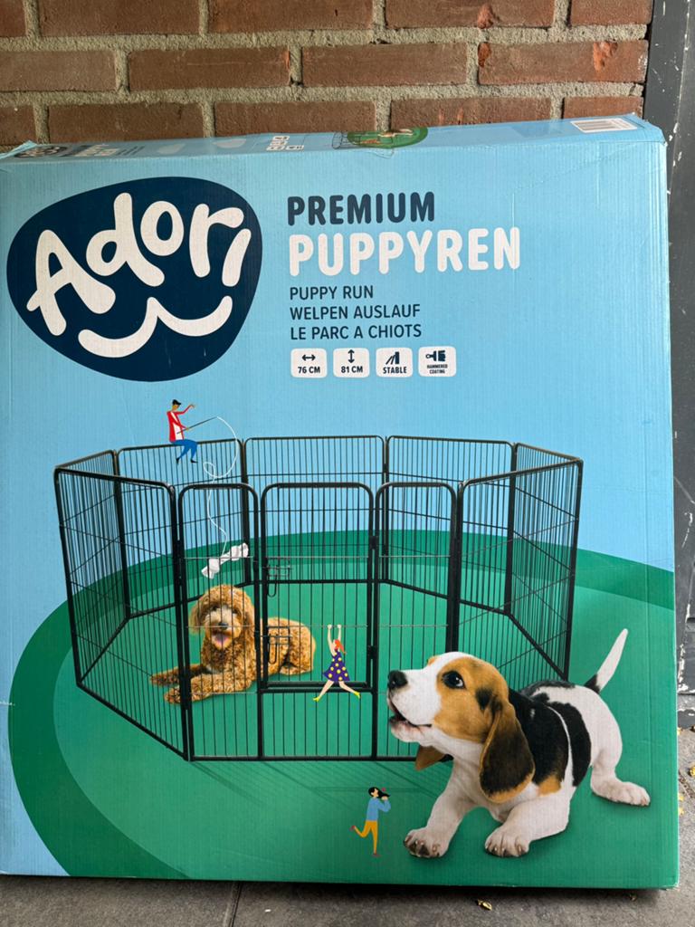 Adori 8-Hoekige Puppyren - Hondenbench - 76x81 cm Grijs, Dieren en Toebehoren, Ophalen, Zo goed als nieuw