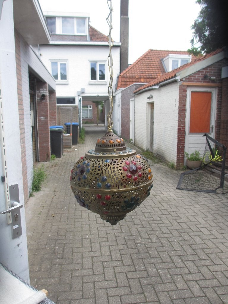 Oosterse Hanglamp - Kleurrijk en Sfeervol, Ophalen of Verzenden, Gebruikt, Glas, E27 (groot)